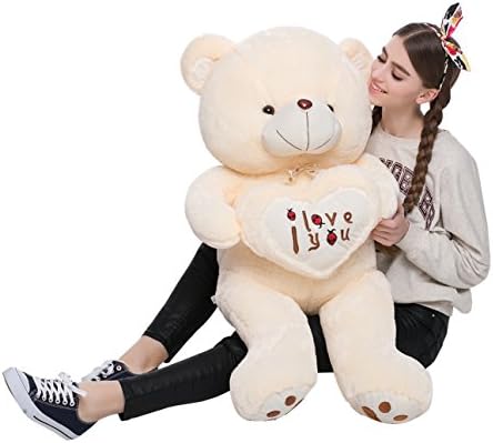 MorisMos Big Teddy Bear Plush Toy Doll Stuffed Animal Toys for Girls Girlfriend Children Cream 100cm/40"