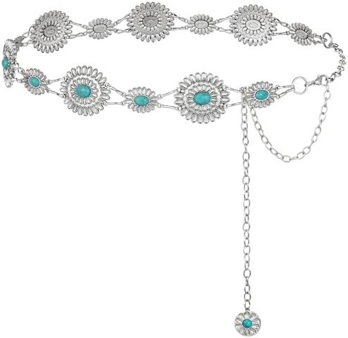 Glamorstar Western Chain Belts for Women Vintage Rhinestone Concho Waist Belts Xiokyo Bling Rhinestone Concho Belt Heavy Metal Western  main image 2