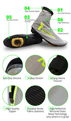 ReflecToes Full Reflective Winter Cycling Shoe Covers for Cycling - Version 2 - Waterproof, Windproof Overshoes with 4-Way Stretch Material, Rear Zipper & BioMotion Technology - for Men & Women (XXL) - Thumbnail 2