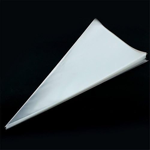 100 Clear Cone Shaped Treat Bags OPP Plastic Cello Bags Triangle for Favor Christmas Candy Popcorn (14.5" x 7")