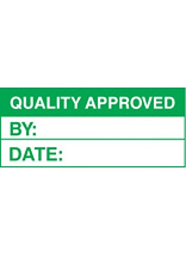Caledonia Signs 59754 Quality Approved 100 S/A Label, 50 mm x 20 mm