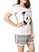 VENTELAN Women Pajama Set Cute Animal Pattern Short Sleeve Casual Shorts Sleepwear Panda
