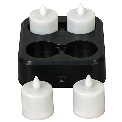 HERO-LED CD-RC-4RF-A Wireless Inductive Rechargeable LED Electric Candles, Flameless Flickering Tea Lights with Remote Timer Controller, Set of 4, Amber Color - Thumbnail 2