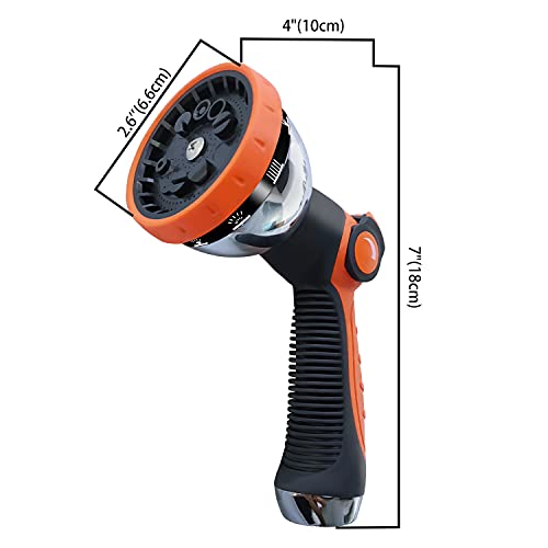Garden Hose Nozzle | Flosuber Hose Spray Nozzle Water Hose Nozzle Heavy Duty 10 Adjustable Watering Patterns, Slip and Shock Resistant for Outdoor Lawn & Plant, Car & Pet Washing