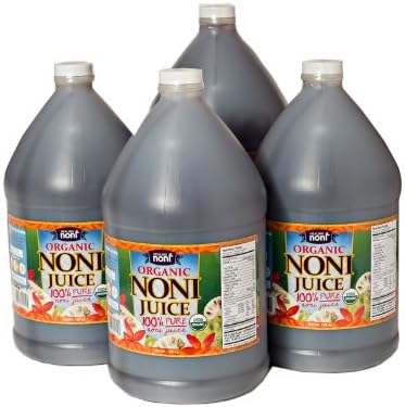 Organic Hawaiian Noni Juice - Case of 4 Gallon Jugs (128oz Each)