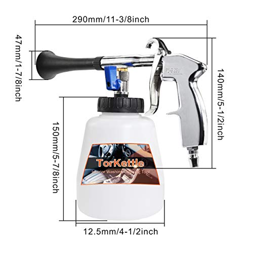 TorKettle Car Cleaning Gun High Pressure Interior Surface Washing Cleaner Tool,with Bottle, Brush,Air Sprayer Nozzle(Equipment US Edition)