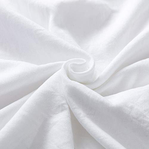 MoonxHome Pom Pom Fringe Pillowcases, Double Brushed Microfiber Pillow sham Pillow Cover Set Standard/Queen Size White