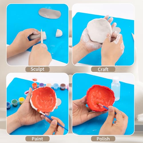 JelyArt Adult Pottery Self-Hardening Clay Ceramic Kit for Beginners with Acrylic Paints, Stamps and Tools Clay Pottery No Bake for Beginners