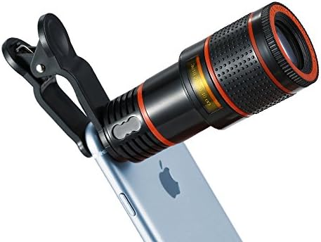 Cell Phone Lens, 12X Optical Zoom Universal High Definition Focus Telephoto Lens with Universal Clip for iPhone, Samsung Galaxy, HTC, Sony, LG &amp; Most Smartphones Ipad Tablet PC Laptop