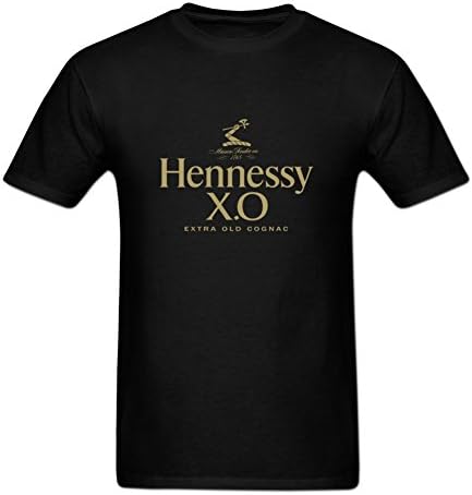 Anydover Mens Hip-Hop Front Printed Hennessy XO Graphic Crewneck T-Shirt XXXL Black