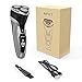 NPET Electric Shaver for Men, USB Rechargeable Electric Razor, IPX7 Waterproof Wet & Dry Rotary Cordless shavers with Pop-up Beard Trimmer - Silver Black
