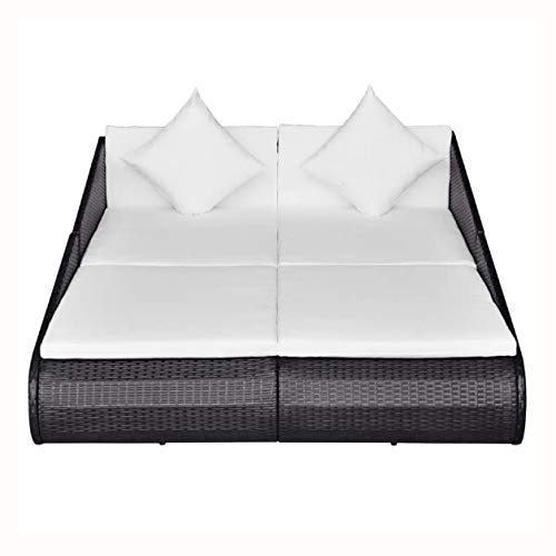 K&A Company Outdoor Beds, Garden Bed Black 79.1"x54.7" Poly Rattan