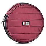 BUBM Portable Round 32 CD Disc Storage Case Bag Heavy Duty CD/DVD Wallet for Car, Home, Office and Travel (Red)