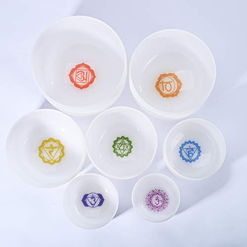 440HZ 6''-12'' Set of 7 Pieces Paternoster Quartz Crystal Singing Bowl Set Sound Healing - Image 5