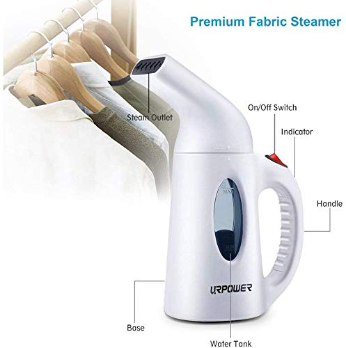 URPOWER Steamer for Clothes Steamer, Portable Handheld Garment Fabric Steamer Fast Heat-up Powerful Clothes Steamer with High Capacity for Home and Travel - Not for Abroad