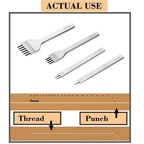 JOYPEA Leather Craft Hand Tools Kit 59 Pieces for DIY Hand Sewing Leather Artwork Stitching Stamping Set and Saddle Making