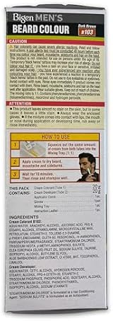 Bigen Men's Beard Colour 103 Dark Brown Aloe Olive Oil No Ammonia Fast Comb view 2