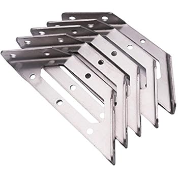Sydien Stainless Steel Angle Code Corner Braces Desk Shelf Support Joint Fastener 5 Pcs (105x105mm)