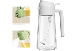 Kruggo 2 in 1 Glass Oil Sprayer & Dispenser, 2024 New Food-grade Olive Oil Dispenser Bottle for Kitchen, Oil Sprayer for Cooking, Oil Mister Spray Bottle for Air Fryer, Salad, Frying, BBQ