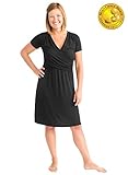 Kindred Bravely The Angelina Ultra Soft Maternity & Nursing Nightgown Dress (Black, Small)