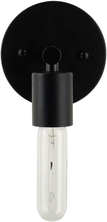  Brand – Rivet Mid-Century Modern Wall Sconce with Novelty Bulb, 5.25"H, Matte Black - - 
