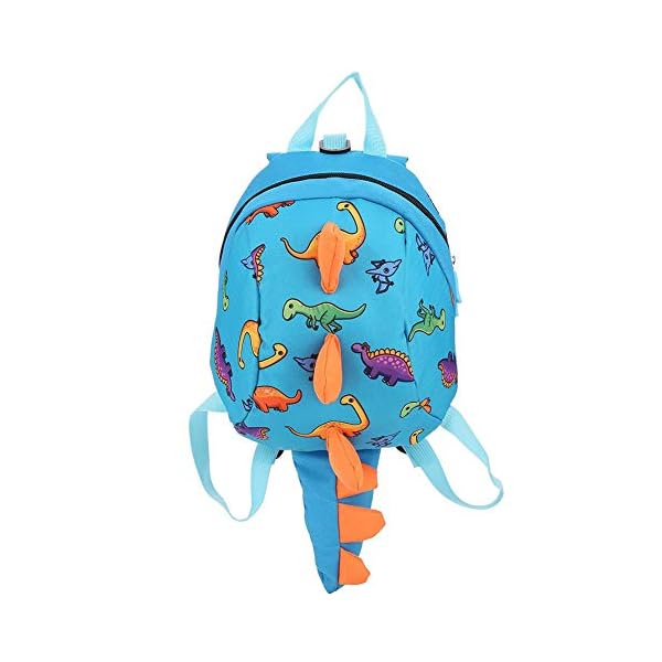 Zerodis Dinosaurier Rucksack Kinder Kinder Kleinkind Tasche Cartoon Rucksack Snack Lunchpaket Reiserucksack mit Sicherheitsgurt Leine für Vorschuljungen Mädchen(Blau)