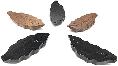 Chopstick Rest, Japanese Style Leaf Shape Natural Wooden Chop Stick Rest Spoon, Also Suitable for Fork and Knife, 5 Pack
