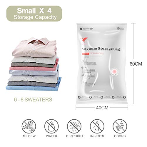 Vacbird Vacuum Storage Bags, 4 Pack (4 x Small) Space Saver Storage