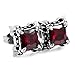 INBLUE Men's Stainless Steel Stud Earrings CZ Silver Tone Black Red Dragon Claw Square