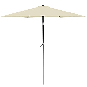 Deuba Sonnenschirm I Ø 200cm I Kurbel und Neigefunktion I wasserabweisend I Aluminium - Kurbelschirm Gartenschirm beige