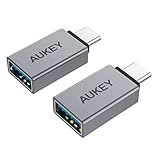 AUKEY USB C Adapter Aluminum [2 Pack] USB 3.0 Adapter Mini Compatible MacBook Pro 2017 / 2016 , Google Chromebook Pixelbook , Samsung Galaxy S9 / S8 / S8+ / Note 8 , Google Pixel 2 / 2XL - Space Gray