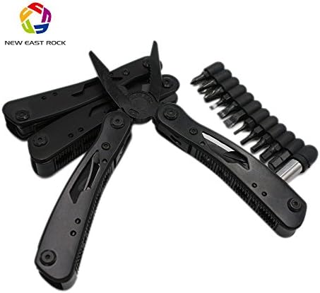 NewEastRock 23-IN-1 Black Pocket MultiTool - With Sheath, Knife, Pliers, Saw &amp; Other Tools - Ideal for Home, Travel, Quick Car Fix, Camping, Gardening, Survival, Fishing - Perfect Gift for Men