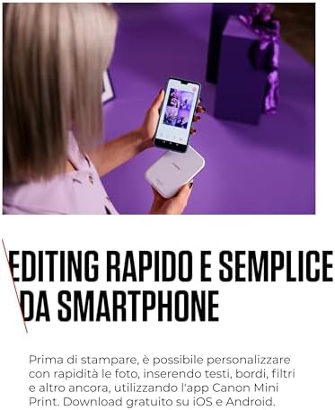 Zoemini 2 Kit per Stampa Fotografie: Scatta e Crea Ovunque - Stampante Fotografica Portatile Compatta - Bluetooth 5.0 - Ricarica Rapida via USB-C, Bianco Perla