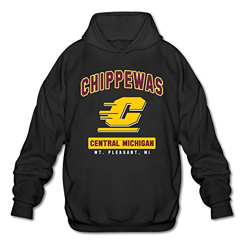 FUDI Men's NCAA Central Michigan University CMU Chippewas Logo Hoodie XL Black