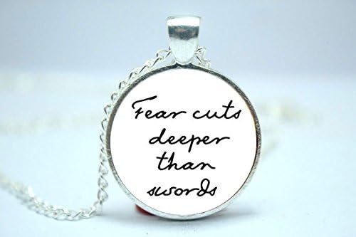 Pretty Lee 2015 Fashion Game Of Thrones 'Fear Cuts Deeper Than Swords' Quote Necklace Quote Jewelry Glass Cabochon Christmas gift