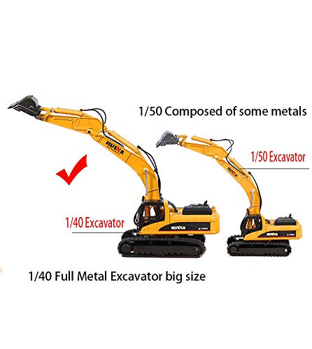 Ailejia 1/40 Full Metal Excavator Models Scale Diecast Construction Vehicles Trucks Toys for Boys