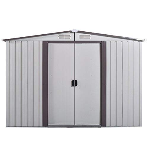 image for Tobbi 6' x 8' Metal Garden Storage Utility Tool Shed Outdoor Backyard 