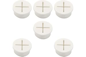 Adyoney 6 Pcs 25mm / 1 Inch White Desk Grommets, Easily Solve Cable Management Issues, Flexible Silicone Cable Cord Grommet for Table and Other Furnitures Hole Cover