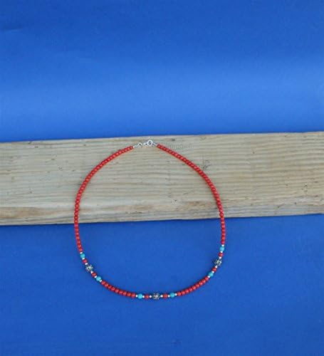 Untreated Mediterranean Red Coral and Turquoise Necklace, Dubrovnik Filigree Ball Necklace *Exp Shipping