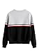 ROMWE Women's Color Block Round Neck Long Sleeve Pullover Striped Sweatshirt Top Black L/(US 6)