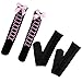 kilofly Black Thigh Highs Combo [Set of 2 Pairs] - Cross Net Back & Pink Bowknots