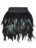 Choies Women Feather Mid Waist Black Mini A-line Skirt