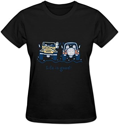 Angelaha Fashion Customed Jeep wave T Shirt For Women XL Black
