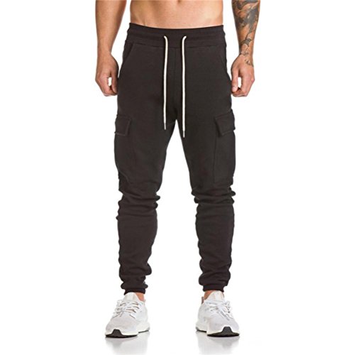 Leedford Men's Casual Pants, Men's Harem Casual Baggy Hiphop Dance Jogger Sweatpants Trousers Plus Size (XL, Black)