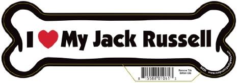 7" Dog Bone Magnet - Works Great on Cars, Refrigerators, Mailboxes and More (I Love My Jack Russell)
