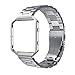 Simpeak Women Men Stainless Steel Band Strap with Stailess Steel Frame Compatible with Fitbit Blaze, Match Link Removal Tool, Silver