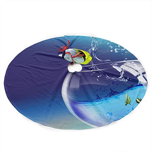 NGFF Fish in The Bathtub Traditional Christmas Tree Skirt Santa & Reindeer Tree Ornaments Tree Skirt for Christmas Decoration