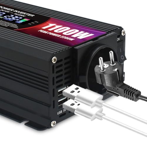LVYUAN DC Converter 12V to 220V AC 2200W Inverter Power Inverter 2 USB Ports/EU Plugs