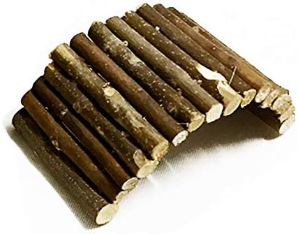 EZIZB Reptile Hide Bendable Wooden Bridge Suspension Ladder Fence Toy Reptile Amphibian Cave Hideout Habitat Hiding Spot For Rabbits Ferrets Squirrels Guinea Pigs Lizard And Other Small Animals