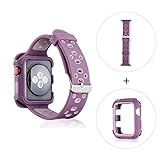 Apple Watch Band Case 42mm, MAIRUI Soft Silicone iWatch Strap with Rugged Protective Bumper Cover Adjustable Replacement Wristband Men Women For Apple Watch Series 3/2/1, Sport/Edition/Nike+